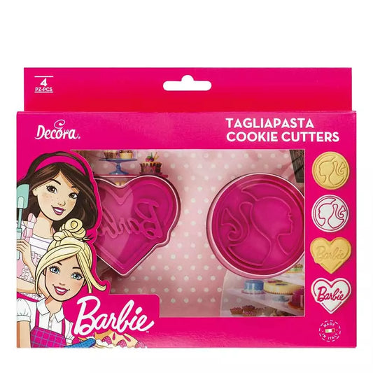 Set of 2 Plastic Barbie Cookie Cutter and 2 Markers