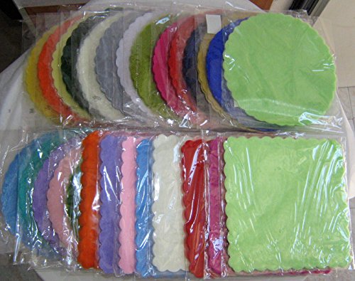 Tulle Veil ROUND Edged 50pcs; Diameter 24cm VARIOUS COLORS