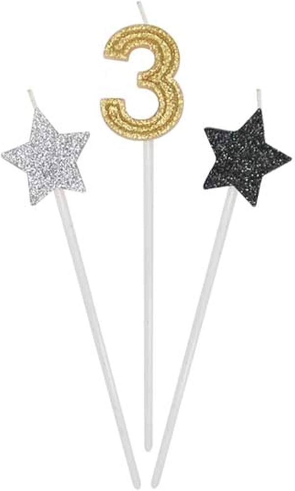 Golden Number and Star Candles 16 cm