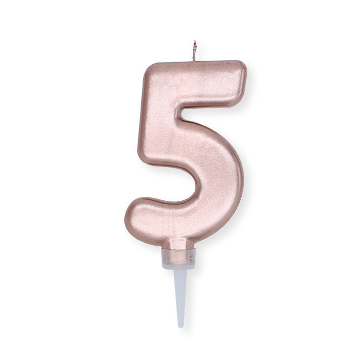 Candle NUMBER Plump Rose Gold Metal 10 cm