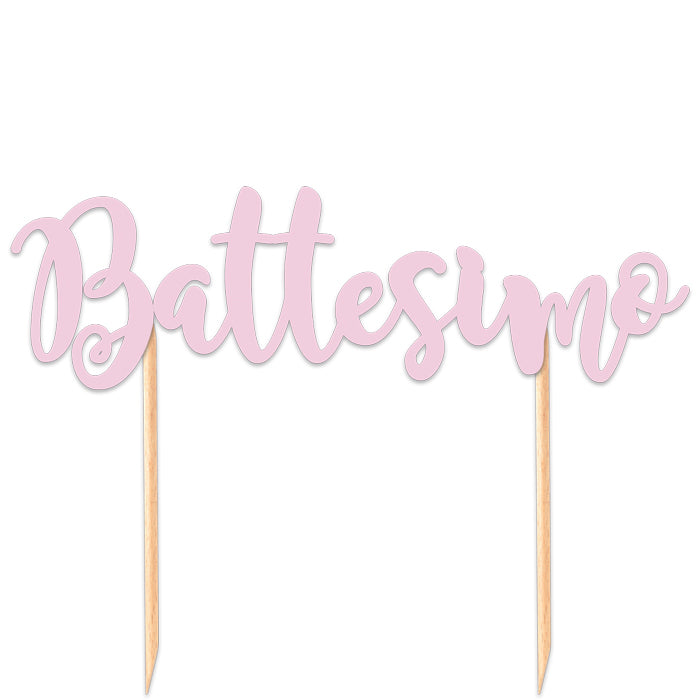 Cake Topper in paper 20 cm Baptism writing PINK OR BLUE