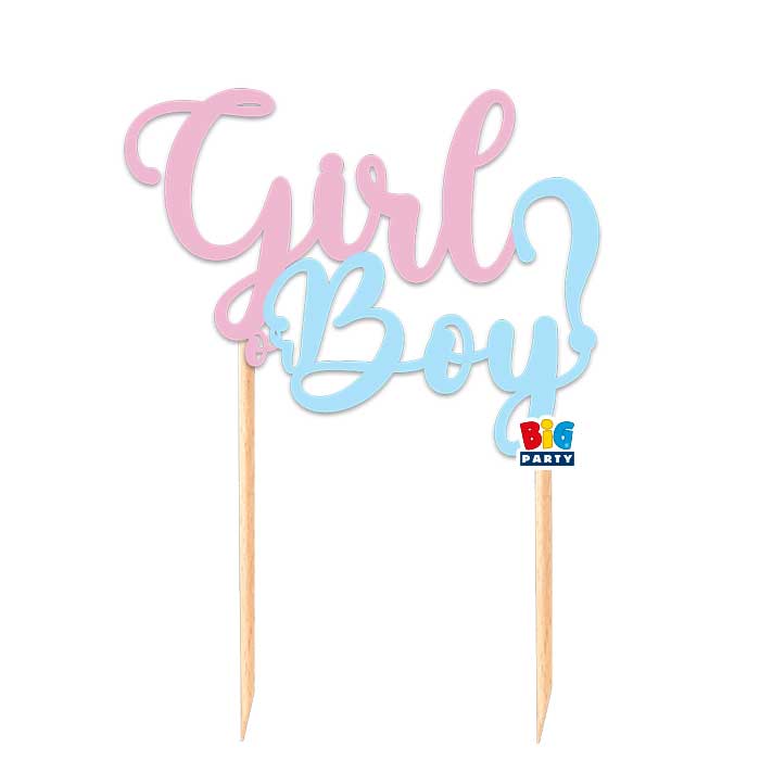 Paper Cake Topper 18 x 21 cm BOY OR GIRL