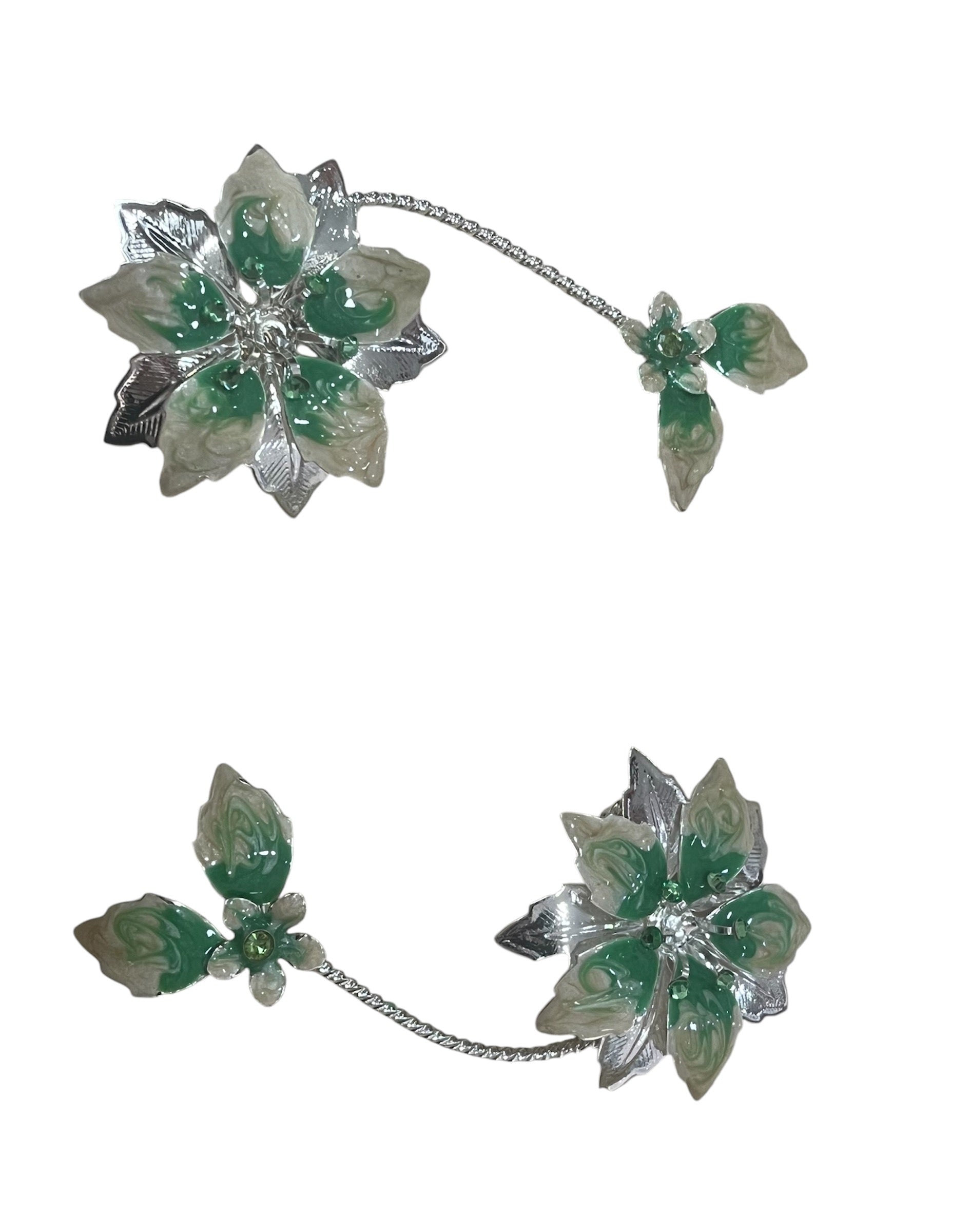 Green metal flower 2 pcs