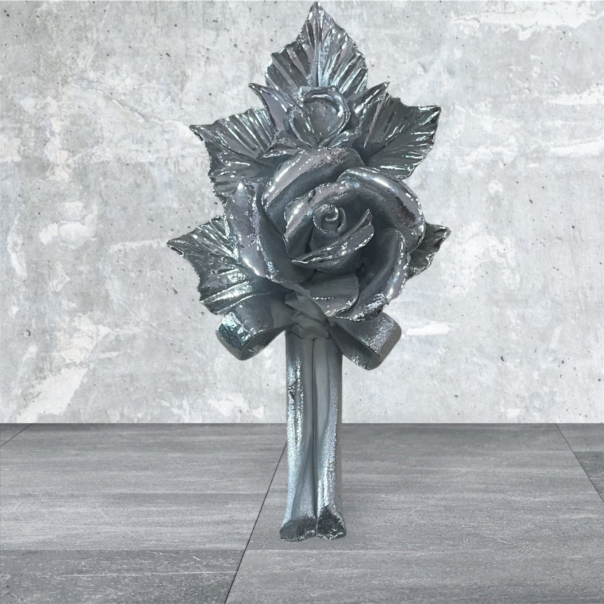 Large silver resin flower