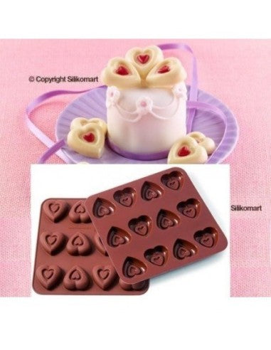 STAMPO CIOCCOLATINI IN SILICONE CUORI 12 CAVITA