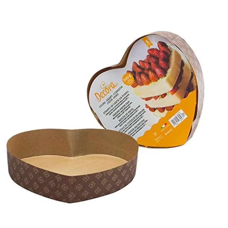 STAMPO CUORE IN CARTA DA FORNO MARRONE 5 PZ da 700G