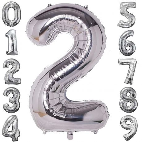 MAYLAR SILVER NUMBER BALLOON 104CM