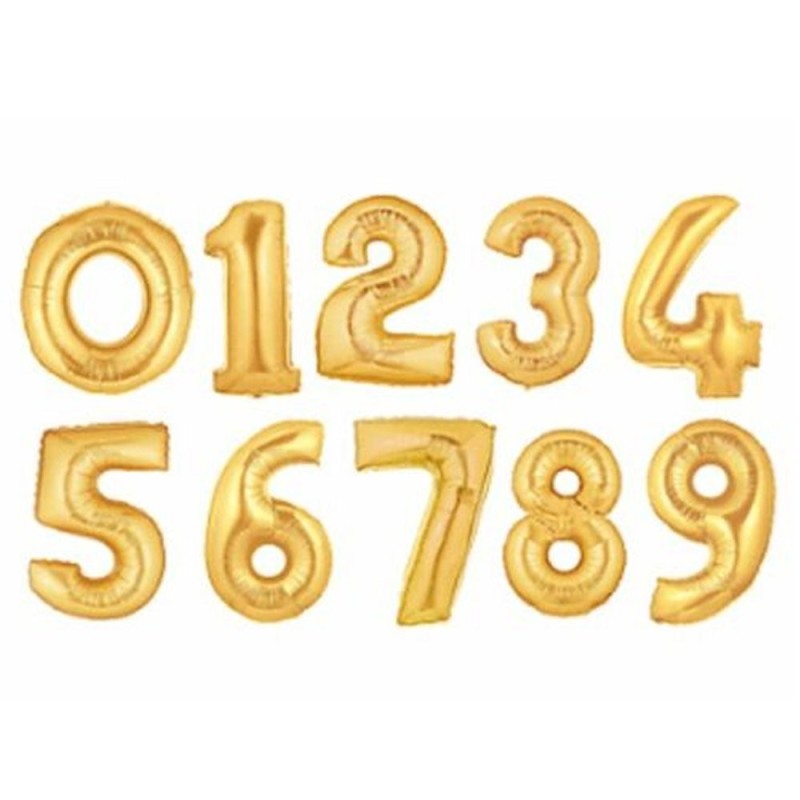 Gold Mylar Number Balloon Air Inflation 40cm